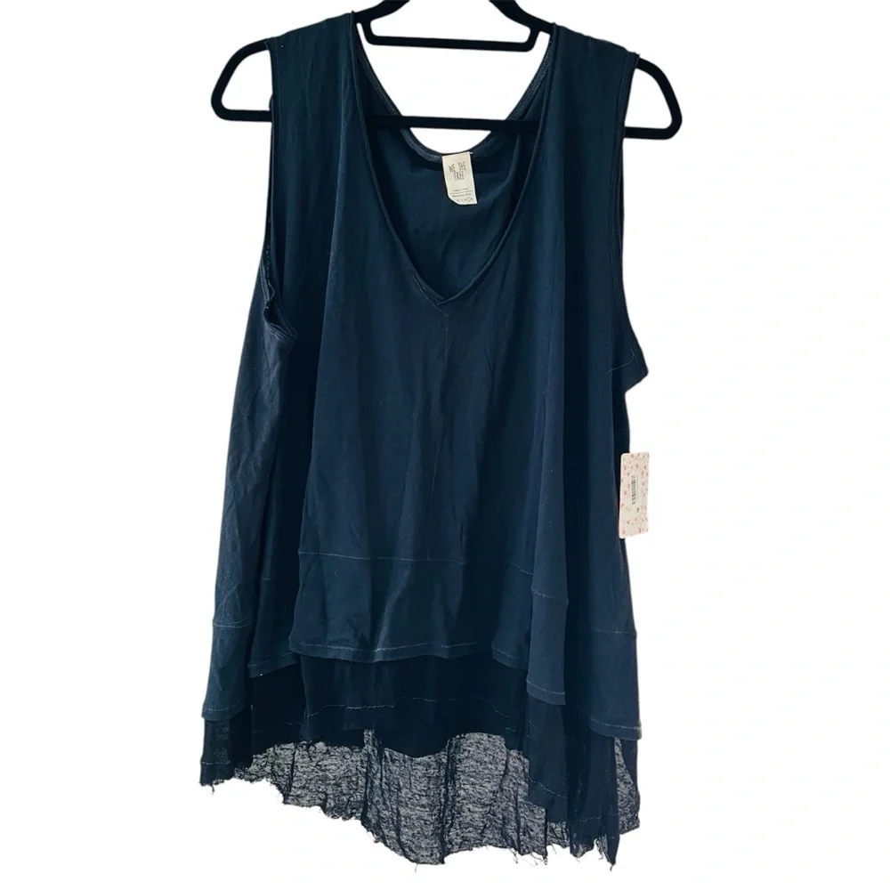 Free People Peachy Tank Sleeveless Top Black Size L NWT We the Free - Picture 3 of 7